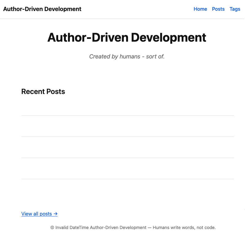 Generated site variant that rendered mostly blank