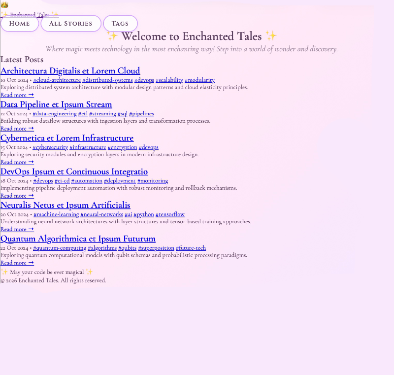 Generated site variant with princess-style theme